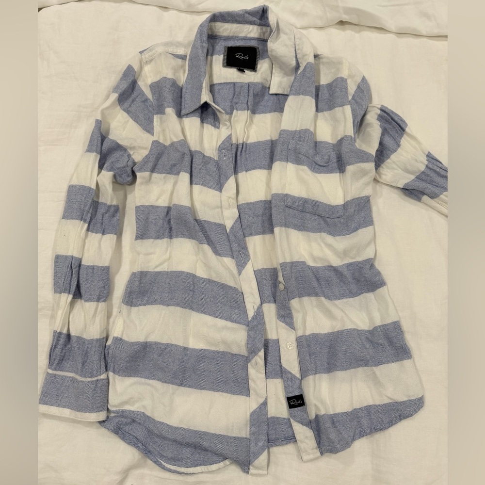 Rails Blue and White Striped Casual Shirt
